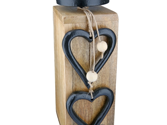 ΚΗΡΟΠΗΓΙΟ 'HANGIN HEART' ΜΟΤΙΒΟ ΚΑΡΔΙΑ ΞΥΛΟ ΕΚΡΟΥ 8X8X22CM