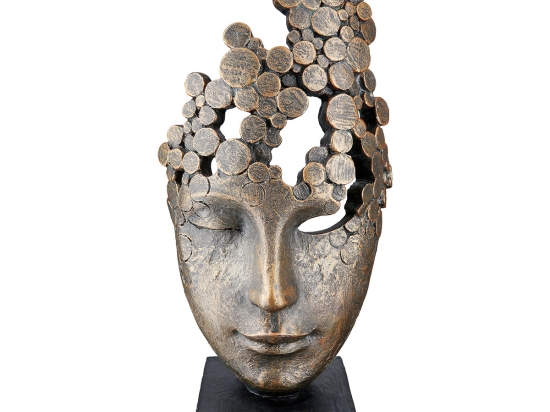 ΓΛΥΠΤΟ 'FEMALE MASK' ΜΟΤΙΒΟ ΠΡΟΣΩΠΟΥ ΠΟΛΥΡΕΖΙΝΗ ΜΠΡΟΝΖΕ 10X15X31.5CM