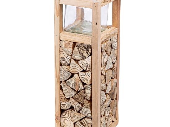 ΑΝΕΜΟΦΩΤΙΣΤΙΚΟ 'CATASTA' ΓΥΑΛΙ/ΞΥΛΟ ΕΚΡΟΥ 14X14X40CM