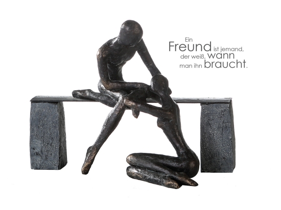 ΓΛΥΠΤΟ ΖΕΥΓΑΡΙ 'FREUNDSCHAFT' ΜΟΤΙΒΟ ΖΕΥΓΑΡΙΟΥ ΠΟΛΥΡΕΖΙΝΗ ΜΠΡΟΝΖΕ 15X28X21.5CM