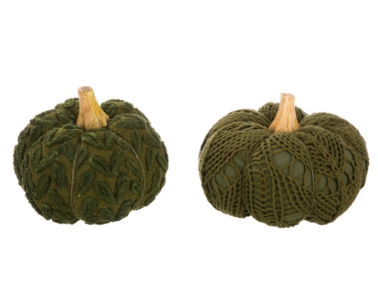 ΔΙΑΚΟΣΜΗΤΙΚΟ ΑΝΤΙΚΕΙΜΕΝΟ ΚΟΛΟΚΥΘΑ 'PUMPKIN' ΥΦΑΣΜΑ/ΞΥΛΟ ΠΡΑΣΙΝΟ 2ΤΜΧ 12X16CM