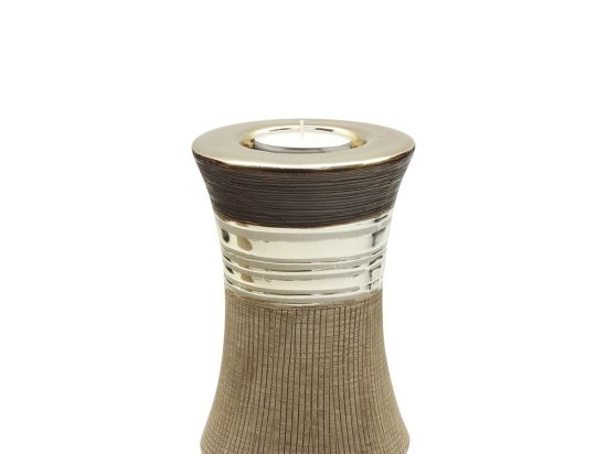 ΡΕΣΩ ΘΗΚΗ "BRADORA" STRIPED ΚΕΡΑΜΙΚΟ BEIGE BROWN PU 8.5X8.5X13CM