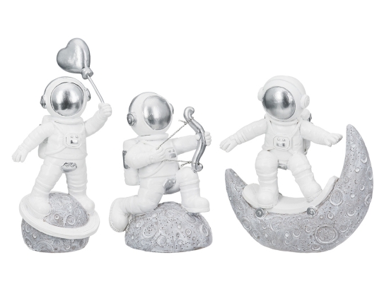 FIGURE ASTRONAUT POLY WHITE SILVER ΠΟΙΚΙΛΙΑ 3 ΦΟΡΕΣ 11X5X12CM 11X5X12CM