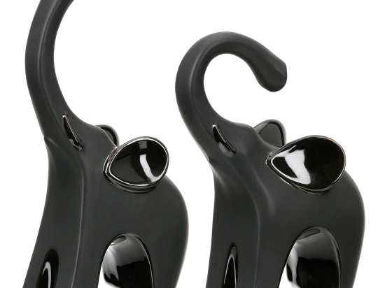  SCULPTURE ELEPHANT CERAMIC BLACK 2 ASSORTED 9X6X17CM 9X6X17CM