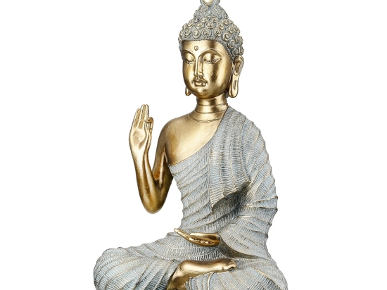  ΦΙΓΟΥΡΑ BUDDHA ΣΥΝΘΕΤΙΚΗ ΡΗΤΙΝΗ ΓΚΡΙ ΧΡΥΣΟ ΧΡΩΜΑ 16X8X25CM 16X8X25CM