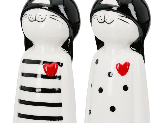  FIGURE CAT PORCELAIN WHITE 2 ASSORTED 6X5X12CM 6X5X12CM