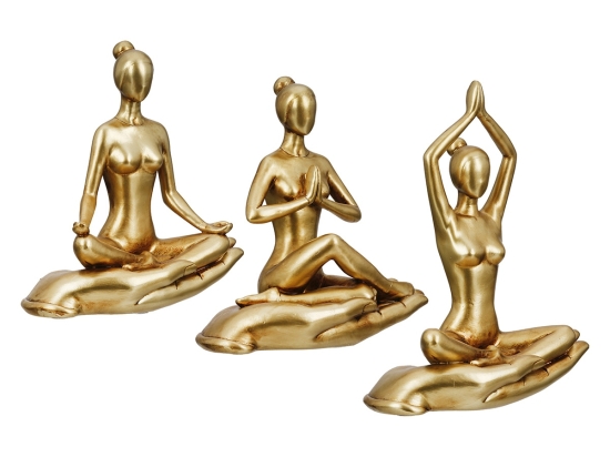  FIGURE YOGA MOTIF ΣΥΝΘΕΤΙΚΗ ΡΗΤΙΝΗ ΧΡΥΣΟΥ ΧΡΥΣΟΥ ΠΟΙΚΙΛΙΑ 3 ΦΟΡΕΣ 16X8X21CM 16X8X21CM