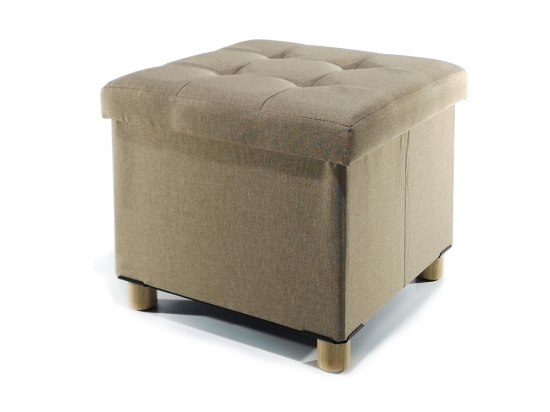 ΣΚΑΜΠΟ ΜΕ ΞΥΛΙΝΑ ΠΟΔΙΑ TAUPE ΥΦΑΣΜΑ/ΞΥΛΟ 38X34CM