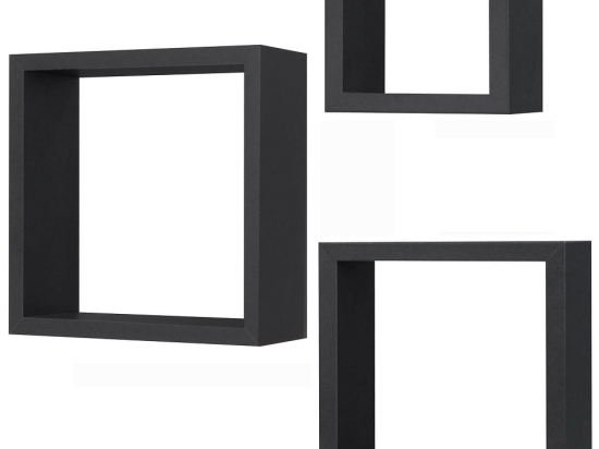 ΣΕΤ ΡΑΦΙΑ ΤΟΙΧΟΥ ΜΑΥΡΟ ΜΕΛΑΜΙΝΗ 25X25X12/30X30X12/35X35X12CM 3ΤΜΧ