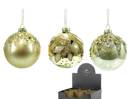 ΜΠΑΛΑ ΜΕ GLITTER ΔΙΑΚΟΣΜΗΣΗ ΧΡΥΣΟ ΓΥΑΛΙ Φ10CM ΣΕ 3 ΣΧΕΔΙΑ