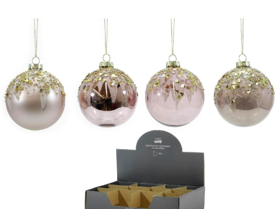 ΜΠΑΛΑ ΜΕ GLITTER ΔΙΑΚΟΣΜΗΣΗ ΡΟΖ ΓΥΑΛΙ Φ8CM ΣΕ 4 ΣΧΕΔΙΑ