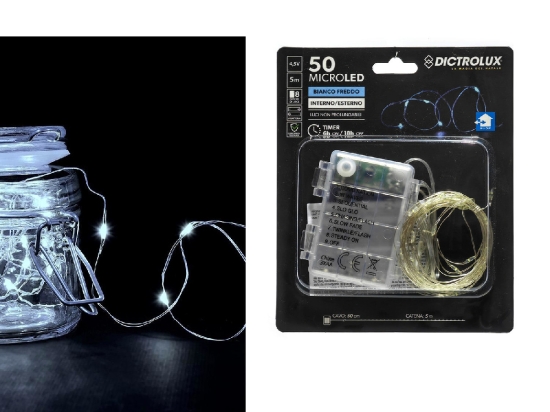 50 MICROLED ΕΣΩΤ. & ΕΞΩΤ. ΧΩΡΟΥ ΜΕ 8 ΠΡΟΓΡΑΜΜΑΤΑ ΨΥΧΡΟ ΛΕΥΚΟ ΦΩΣ ΔΙΑΦΑΝΟ ΚΑΛΩΔΙΟ ΜΗ ΕΠΕΚΤΕΙΝΟΜΕΝΟ IP44 ΜΠΑΤΑΡΙΑΣ 4.5V 5.