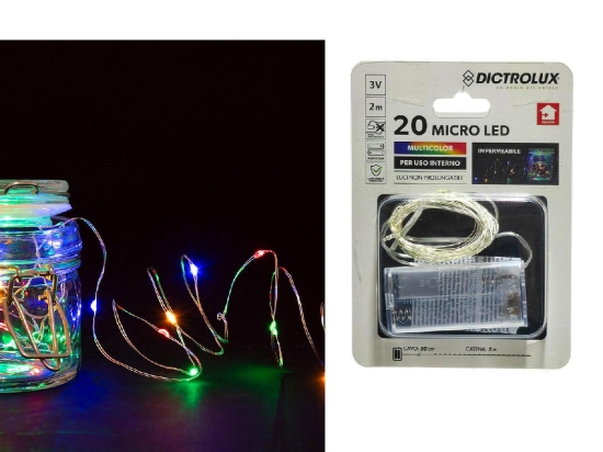 20 MICROLED ΕΣΩΤ. ΧΩΡΟΥ ΠΟΛΥΧΡΩΜΟ ΦΩΣ ΔΙΑΦΑΝΟ ΚΑΛΩΔΙΟ ΜΗ ΕΠΕΚΤΕΙΝΟΜΕΝΟ ΜΠΑΤΑΡΙΑΣ 3V 2.5M