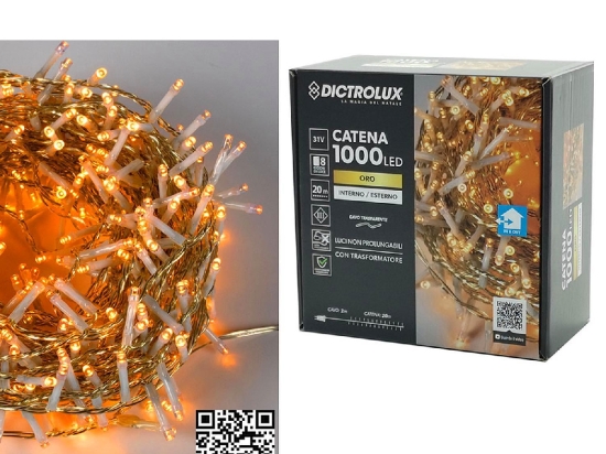 1000 LED ΕΣΩΤ. & ΕΞΩΤ. ΧΩΡΟΥ ΜΕ 8 ΠΡΟΓΡΑΜΜΑΤΑ ΧΡΥΣΟ ΦΩΣ ΔΙΑΦΑΝΟ ΚΑΛΩΔΙΟ ΜΗ ΕΠΕΚΤΕΙΝΟΜΕΝΟ 31V 22M