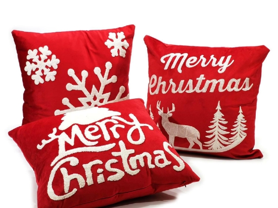 ΜΑΞΙΛΑΡΙ MERRY CHRISTMAS ΚΟΚΚΙΝΟ ΒΕΛΟΥΔΟ 43X43CM ΣΕ 3 ΣΧΕΔΙΑ