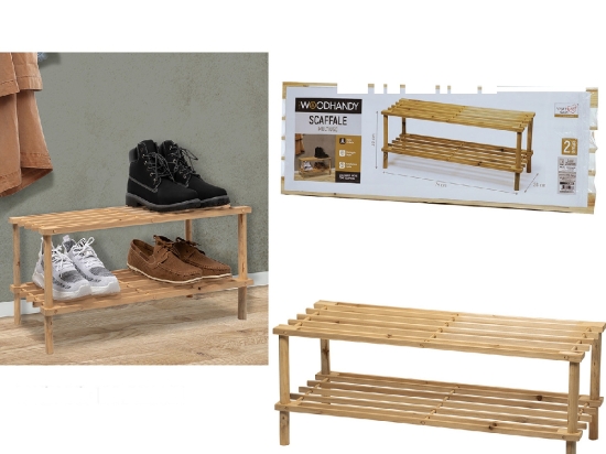 ΡΑΦΙ ΠΑΠΟΥΤΣΙΩΝ WOODHANDY ΚΑΦΕ ΞΥΛΟ 74X26X30CM 2ΤΜΧ