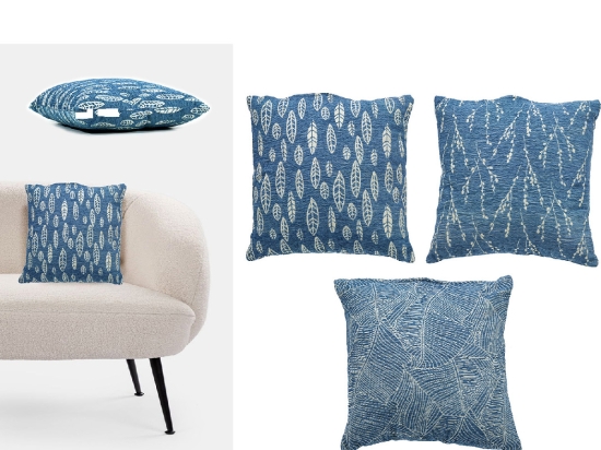 ΜΑΞΙΛΑΡΙ JACQUARD ΜΠΛΕ/ΛΕΥΚΟ 100% ΠΟΛΥΕΣΤΕΡΑΣ 45X45CM ΣΕ 3 ΣΧΕΔΙΑ
