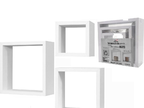 ΣΕΤ ΡΑΦΙΑ ΚΥΒΙΚΑ ΛΕΥΚΑ ΞΥΛΟ 25X25X9CM/20X20X9CM/15X15X9CM 3ΤΜΧ