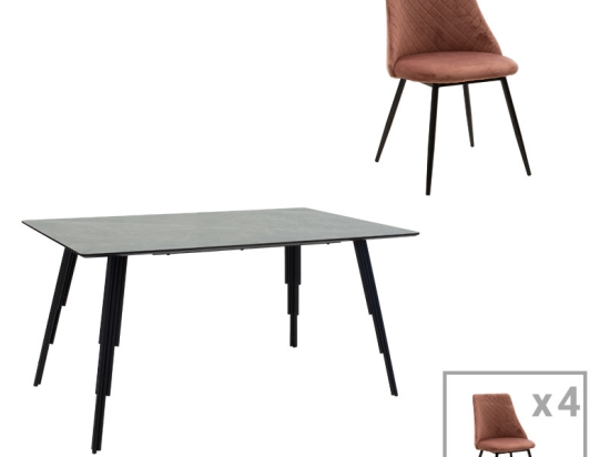 ΤΡΑΠΕΖΑΡΙΑ LIFO-GISELLE  PAKOWORLD ΣΕΤ 5ΤΜΧ MDF CEMENT-ΣΑΠΙΟ ΜΗΛΟ 140X80X75ΕΚ