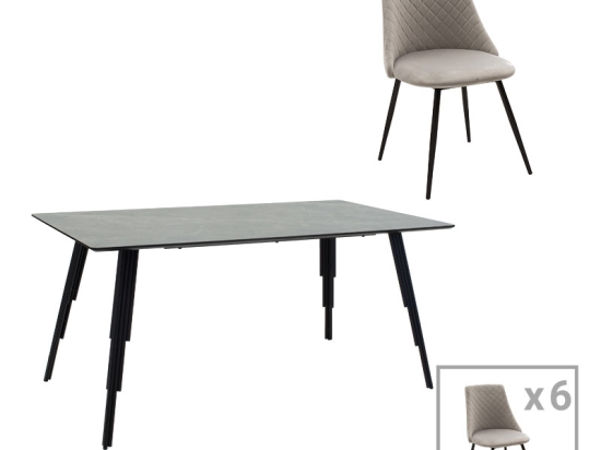 ΤΡΑΠΕΖΑΡΙΑ LIFO-GISELLE  PAKOWORLD ΣΕΤ 7ΤΜΧ MDF CEMENT-ΓΚΡΙ 160X90X75ΕΚ