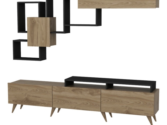 ΣΥΝΘΕΤΟ ΣΑΛΟΝΙΟΥ ATICUS PAKOWORLD ΚΑΡΥΔΙ-ΜΑΥΡΟ 180X37X156ΕΚ