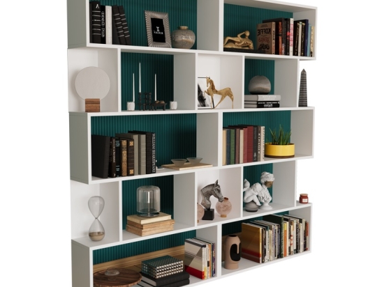 ΒΙΒΛΙΟΘΗΚΗ BOOKY PAKOWORLD 12 ΡΑΦΙΩΝ ΛΕΥΚΟ ΜΕΛΑΜΙΝΗΣ 180X20X175ΕΚ