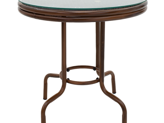 ΤΡΑΠΕΖΙ PAULA PAKOWORLD ΜΕΤΑΛΛΟ-PE RATTAN ΚΑΦΕ Φ60X60ΕΚ