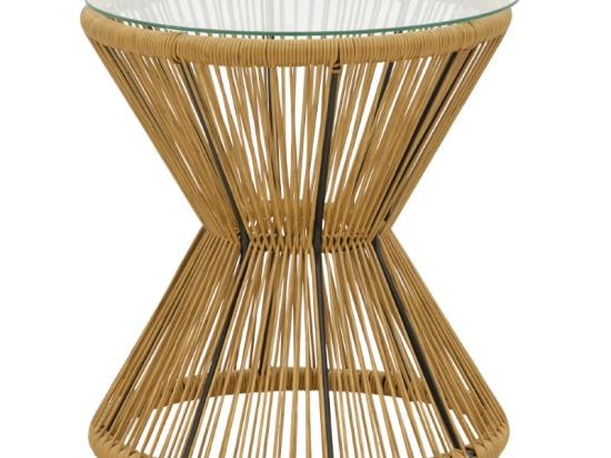 ΤΡΑΠΕΖΙ MABIL PAKOWORLD RATTAN ΦΥΣΙΚΟ-ΓΥΑΛΙ Φ50X55ΕΚ