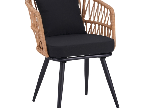 ΠΟΛΥΘΡΟΝΑ NAOKI PAKOWORLD PE RATTAN -METAL ΣΕ ΦΥΣΙΚΗ ΑΠΟΧΡΩΣΗ ΜΕ ΜΑΥΡΑ ΠΟΔΙΑ/ΜΑΞΙΛΑΡΙ 62X60X80ΕΚ