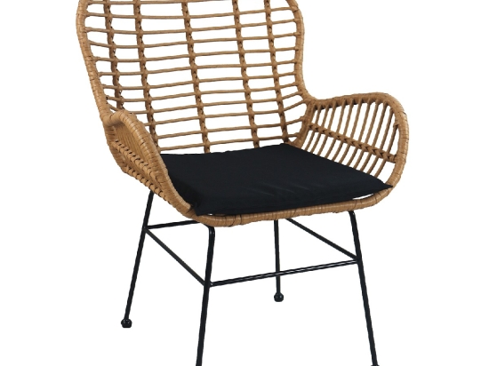 ΚΑΡΕΚΛΑ ΚΗΠΟΥ ARTELIBRE ABUDIUS ΦΥΣΙΚΟ/ΜΑΥΡΟ ΜΕΤΑΛΛΟ/RATTAN 60X60X85CM