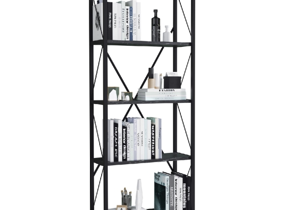 ΒΙΒΛΙΟΘΗΚΗ ARTELIBRE KENYA ΜΑΥΡΟ ΜΟΡΙΟΣΑΝΙΔΑ/ΜΕΤΑΛΛΟ 60X26X150CM