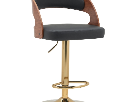 ΣΚΑΜΠΟ BAR ARTELIBRE SINDRI ΜΑΥΡΟ/ΚΑΦΕ ΞΥΛΟ/PU/ΑΛΟΥΜΙΝΙΟ 48X49X91-112CM