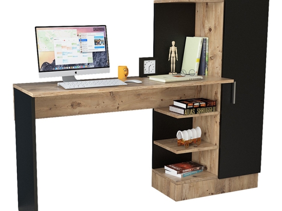 ΓΡΑΦΕΙΟ-ΡΑΦΙΕΡΑ KARY PAKOWORLD ΜΑΥΡΟ-OAK 152,5X40X120ΕΚ