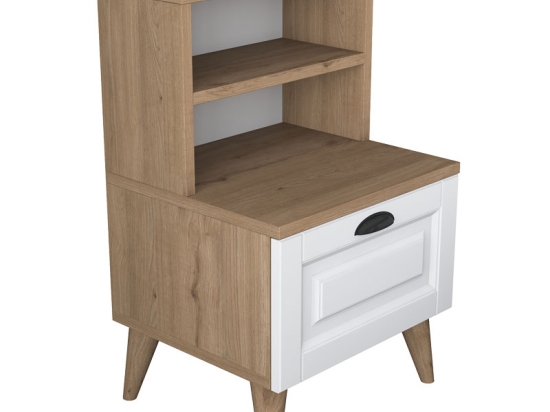 ΚΟΜΟΔΙΝΟ RUSTA PAKOWORLD ΜΕΛΑΜΙΝΗΣ-MDF SONOMA-ΛΕΥΚΟ 45X40X74.5ΕΚ