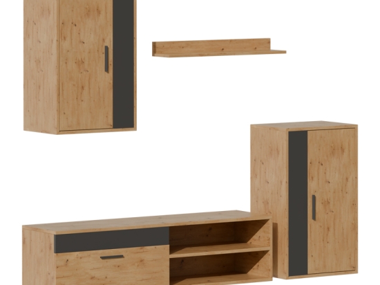 ΣΥΝΘΕΤΟ ΣΑΛΟΝΙΟΥ ZARIFA PAKOWORLD OAK-ΜΑΥΡΟ ΜΕΛΑΜΙΝΗΣ 190X35X190ΕΚ