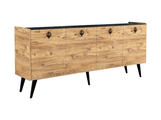 ΜΠΟΥΦΕΣ JESLIE PAKOWORLD ΜΕΛΑΜΙΝΗΣ OAK-ΑΝΘΡΑΚΙ 180X40X79ΕΚ