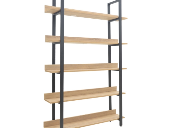 ΒΙΒΛΙΟΘΗΚΗ ALMOND PAKOWORLD ΣΕ OAK-ΜΑΥΡΗ ΑΠΟΧΡΩΣΗ 120X29X185ΕΚ