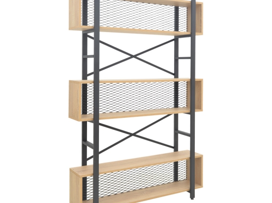 ΒΙΒΛΙΟΘΗΚΗ FIFER PAKOWORLD ΣΕ OAK-ΜΑΥΡΗ ΑΠΟΧΡΩΣΗ 120X28X185ΕΚ