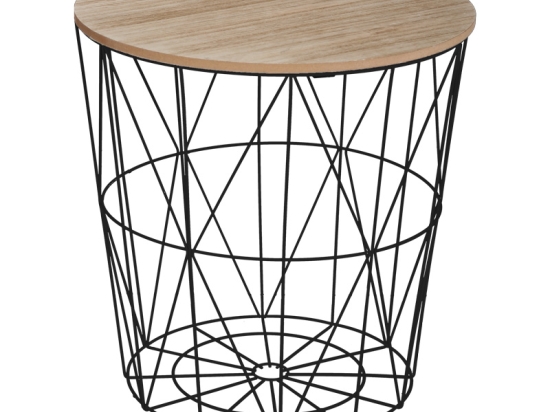 ΒΟΗΘΗΤΙΚΟ ΤΡΑΠΕΖΙ KUMI PAKOWORLD MDF ΕΠΙΦΑΝΕΙΑ OAK ΚΑΙ ΜΕΤΑΛΛΟ ΣΕ ΜΑΥΡΗ ΑΠΟΧΡΩΣΗ Φ40X41ΕΚ