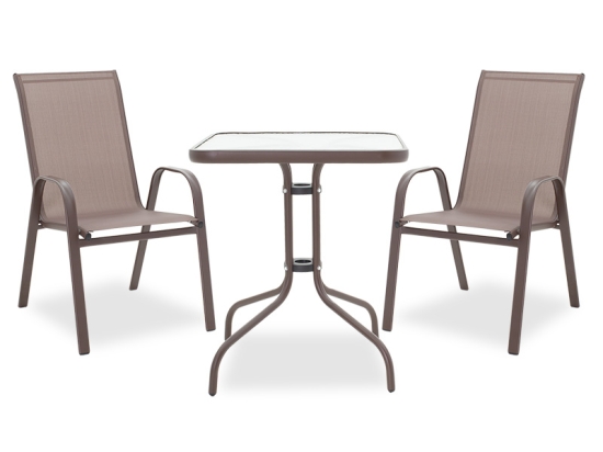 ΤΡΑΠΕΖΑΡΙΑ WATSON-CALAN ΣΕΤ 3ΤΕΜ PAKOWORLD ΜΕΤΑΛΛΟ-TEXTILENE ΚΑΦΕ 60X60X70ΕΚ