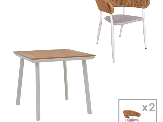 ΤΡΑΠΕΖΑΡΙΑ SYNERGY-RAVEN ΣΕΤ 3ΤΕΜ PAKOWORLD ΛΕΥΚΟ ΑΛΟΥΜΙΝΙΟ ΚΑΙ PLYWOOD ΣΕ ΦΥΣΙΚΟ ΧΡΩΜΑ 80X80X74ΕΚ