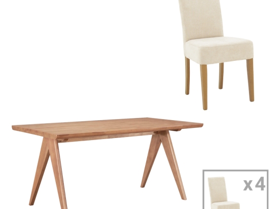 ΤΡΑΠΕΖΑΡΙΑ DITTA-WINSLOW PAKOWORLD ΣΕΤ 5ΤΜΧ ΞΥΛΟ RUBBERWOOD ΣΕ ΑΝΟΙΧΤΟ ΚΑΡΥΔΙ ΧΡΩΜΑ 180X85X75ΕΚ