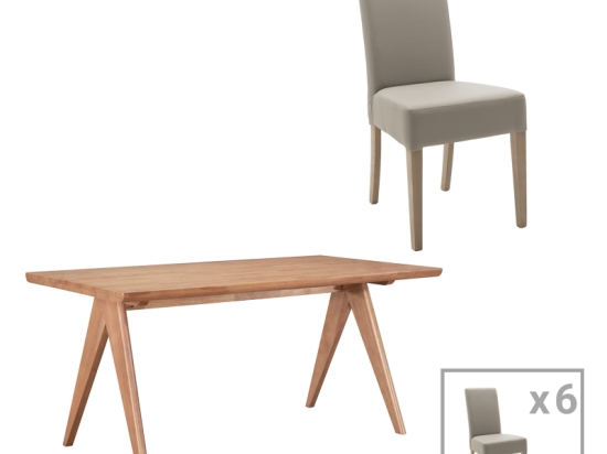 ΤΡΑΠΕΖΑΡΙΑ DITTA-WINSLOW B PAKOWORLD ΣΕΤ 7ΤΜΧ ΞΥΛΟ RUBBERWOOD ΣΕ ΑΝΟΙΧΤΟ ΚΑΡΥΔΙ ΧΡΩΜΑ 180X85X75ΕΚ