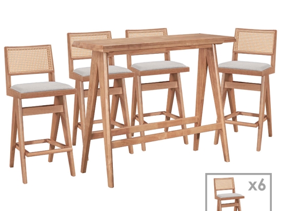 ΤΡΑΠΕΖΑΡΙΑ ΜΠΑΡ WINSLOW PAKOWORLD ΣΕΤ 7ΤΕΜ ΞΥΛΟ RUBBERWOOD ΑΝΟΙΧΤΟ ΚΑΡΥΔΙ 120X45X100ΕΚ