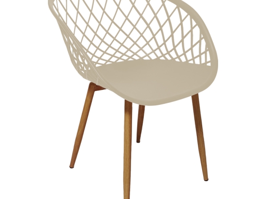 ΠΟΛΥΘΡΟΝΑ EZRA PAKOWORLD CAPPUCCINO PP-ΠΟΔΙ ΦΥΣΙΚΟ ΜΕΤΑΛΛΟ 62X42X82ΕΚ