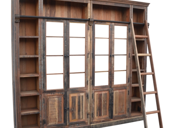 ΒΙΒΛΙΟΘΗΚΗ LIBRARDY INART ΑΝΤΙΚΕ ΚΑΡΥΔΙ ΜΑΣΙΦ MANGO ΞΥΛΟ 247X35X220ΕΚ