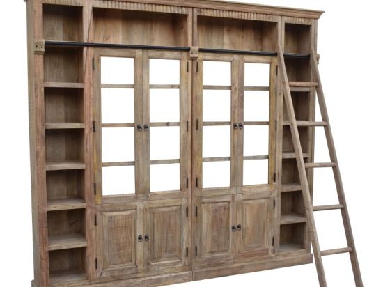 ΒΙΒΛΙΟΘΗΚΗ LIBRARDY INART LIME WASH ΜΑΣΙΦ MANGO ΞΥΛΟ 247X35X220ΕΚ