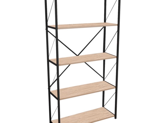 ΒΙΒΛΙΟΘΗΚΗ TIKILMO PAKOWORLD OAK ΜΕΛΑΜΙΝΗΣ-ΜΑΥΡΟ ΜΕΤΑΛΛΟ 88X34X180ΕΚ