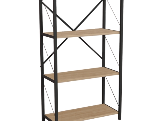 ΒΙΒΛΙΟΘΗΚΗ JACKREY PAKOWORLD OAK ΜΕΛΑΜΙΝΗΣ-ΜΑΥΡΟ ΜΕΤΑΛΛΟ 60X30X114ΕΚ