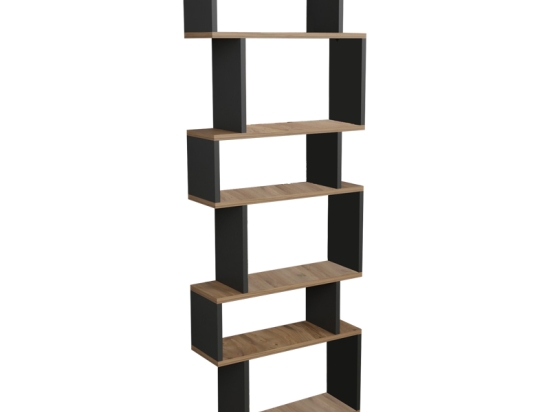 ΒΙΒΛΙΟΘΗΚΗ IOLMI PAKOWORLD ΑΝΘΡΑΚΙ-OAK ΜΕΛΑΜΙΝΗΣ 60X19.5X160ΕΚ
